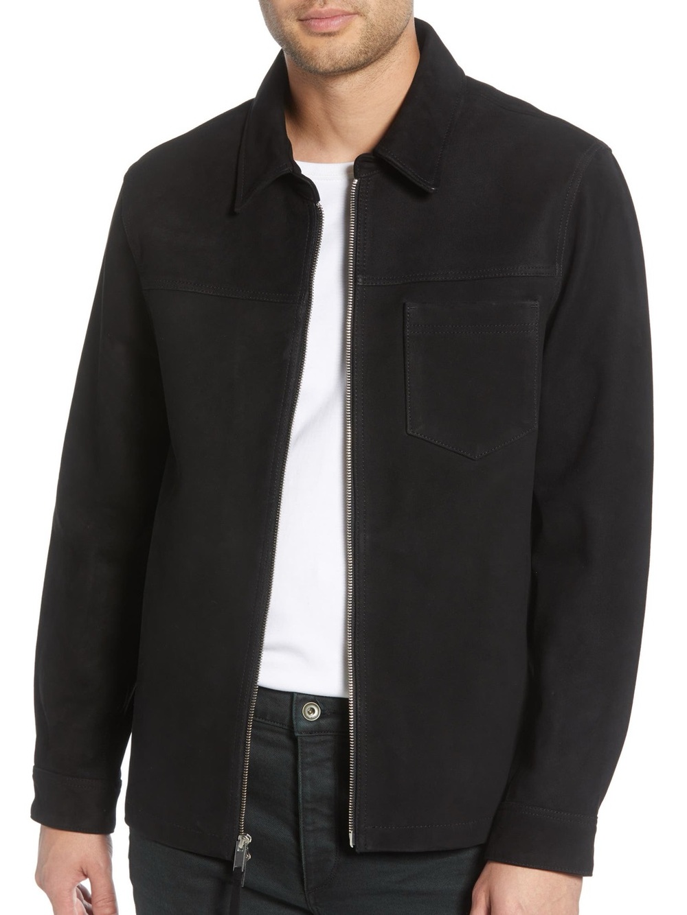 BLDWN Sedgwick Regular Fit Suede Jacket In Black Size L
